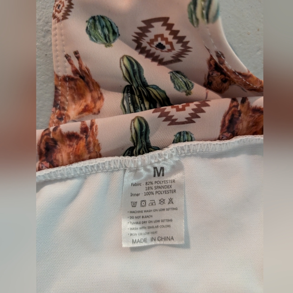 🌵🐮Cactus & Highland Cow Print Bikini Set with Green Pants (Like New!) - Picture 7 of 15